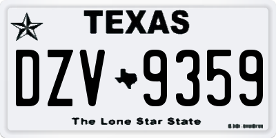 TX license plate DZV9359