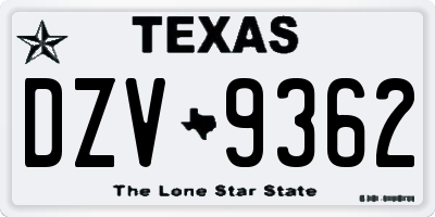 TX license plate DZV9362