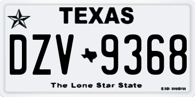 TX license plate DZV9368