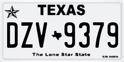 TX license plate DZV9379