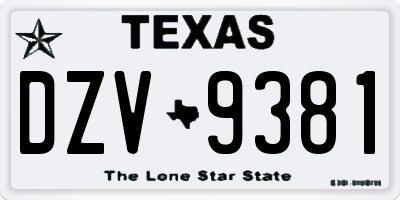 TX license plate DZV9381