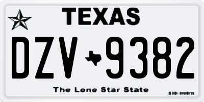 TX license plate DZV9382