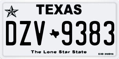 TX license plate DZV9383