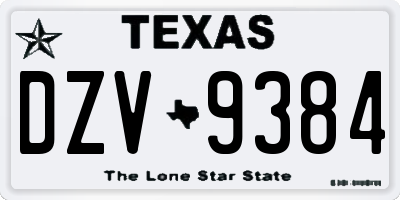 TX license plate DZV9384