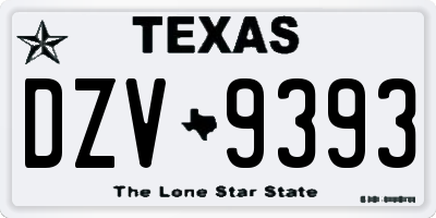 TX license plate DZV9393