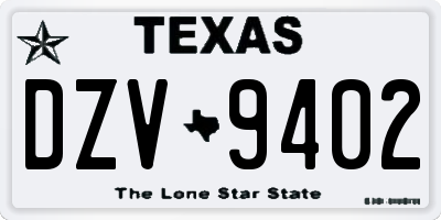 TX license plate DZV9402