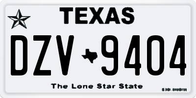 TX license plate DZV9404