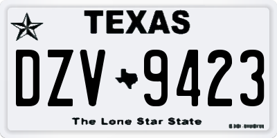 TX license plate DZV9423