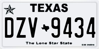 TX license plate DZV9434