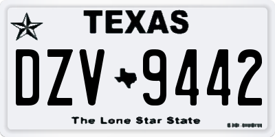 TX license plate DZV9442
