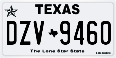 TX license plate DZV9460