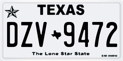 TX license plate DZV9472