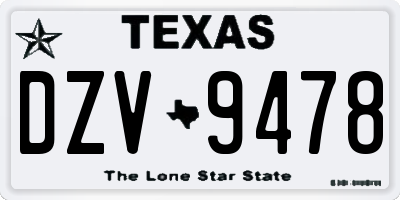 TX license plate DZV9478