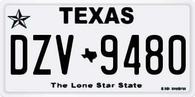 TX license plate DZV9480