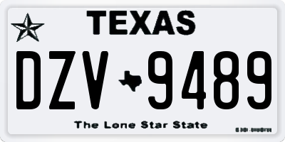 TX license plate DZV9489
