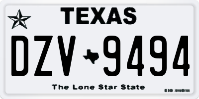 TX license plate DZV9494