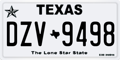 TX license plate DZV9498