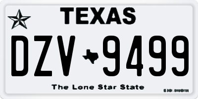 TX license plate DZV9499