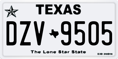TX license plate DZV9505