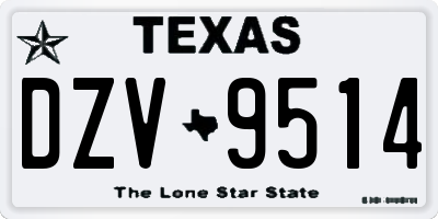 TX license plate DZV9514