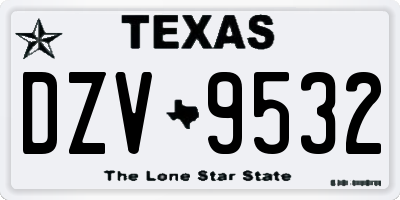 TX license plate DZV9532