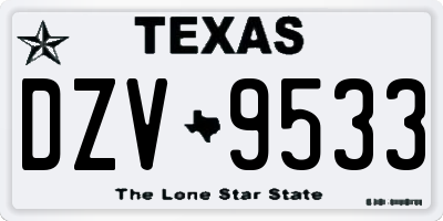TX license plate DZV9533