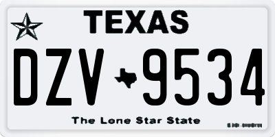 TX license plate DZV9534