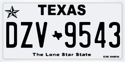 TX license plate DZV9543