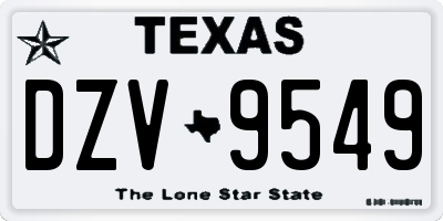 TX license plate DZV9549