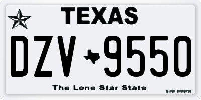 TX license plate DZV9550