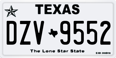 TX license plate DZV9552