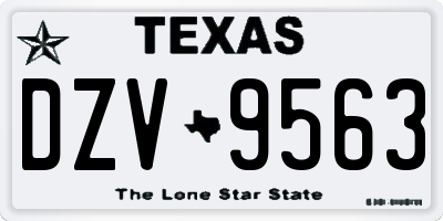 TX license plate DZV9563