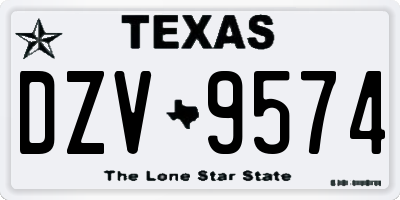 TX license plate DZV9574