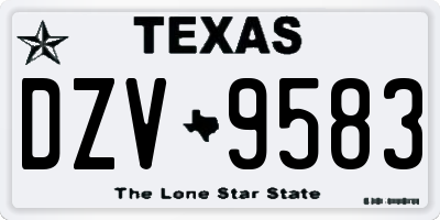 TX license plate DZV9583
