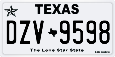TX license plate DZV9598