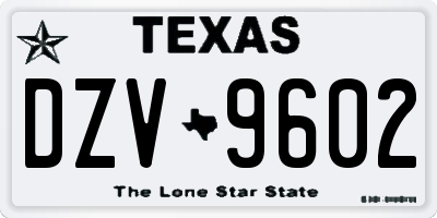 TX license plate DZV9602