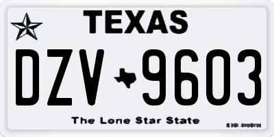 TX license plate DZV9603