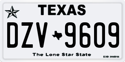 TX license plate DZV9609