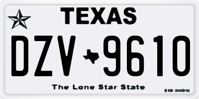 TX license plate DZV9610
