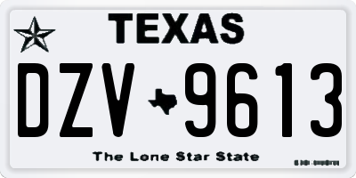 TX license plate DZV9613
