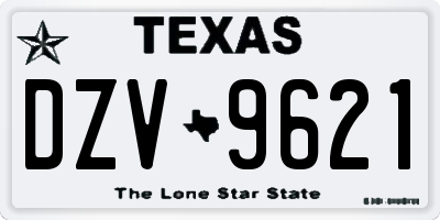 TX license plate DZV9621
