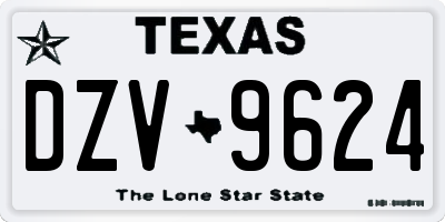 TX license plate DZV9624