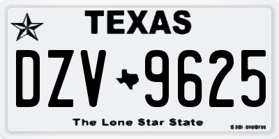 TX license plate DZV9625