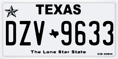 TX license plate DZV9633