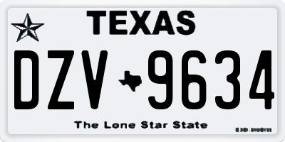 TX license plate DZV9634