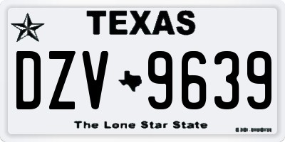 TX license plate DZV9639