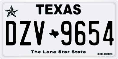 TX license plate DZV9654