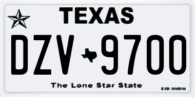 TX license plate DZV9700