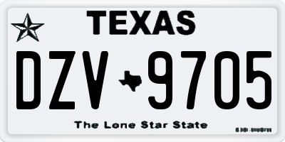 TX license plate DZV9705