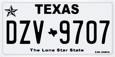 TX license plate DZV9707